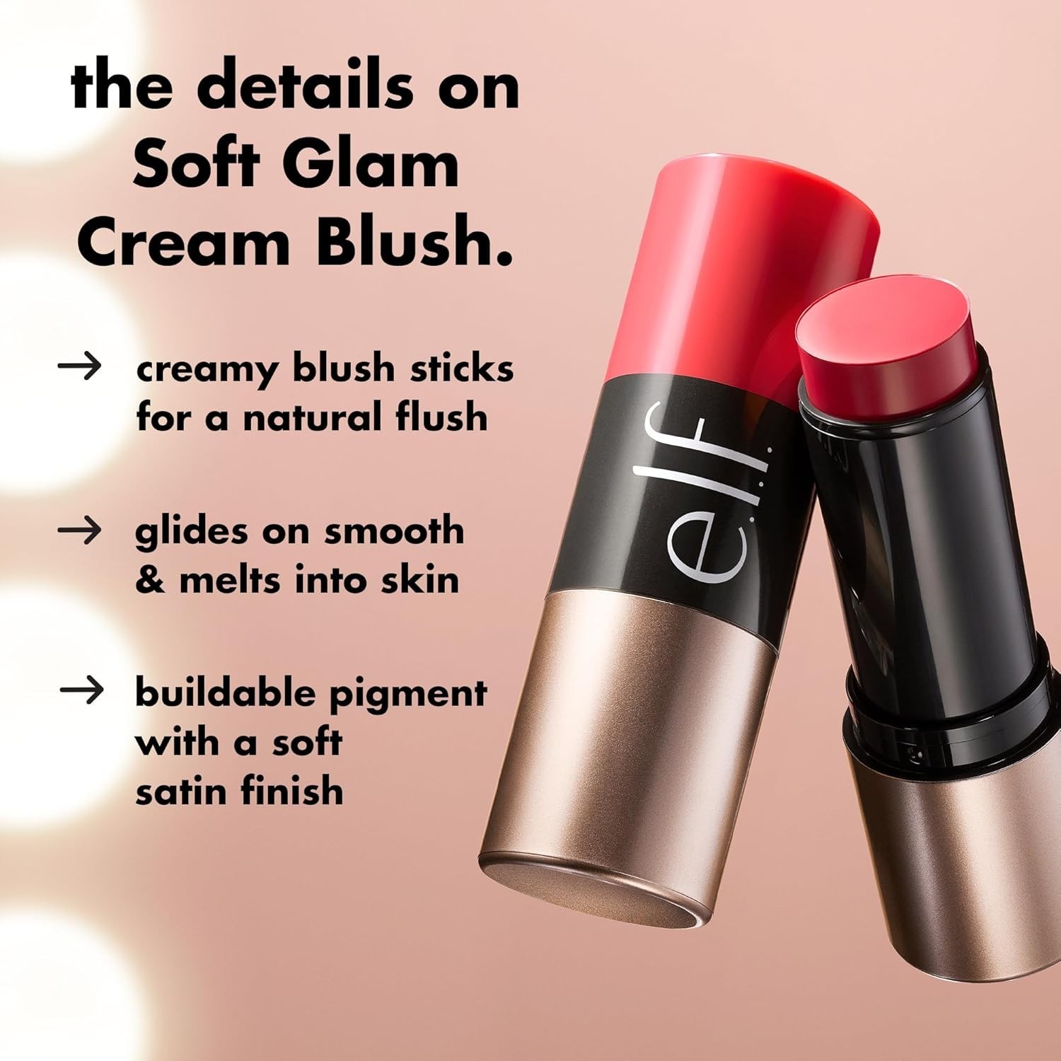 Soft Glam Cream Blush Stick Buildable Natural Flush Satin Finish