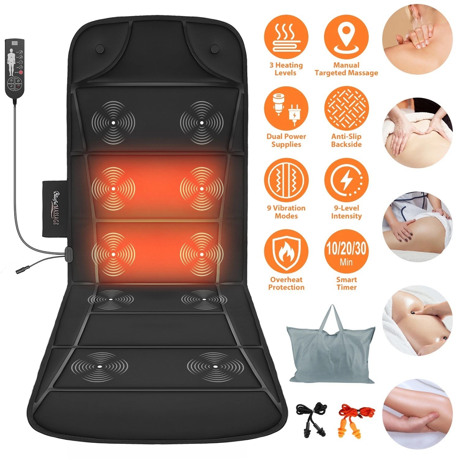 Vibration Massage Mat with Heat Full Body Massage Mattress Pad Electric Heated