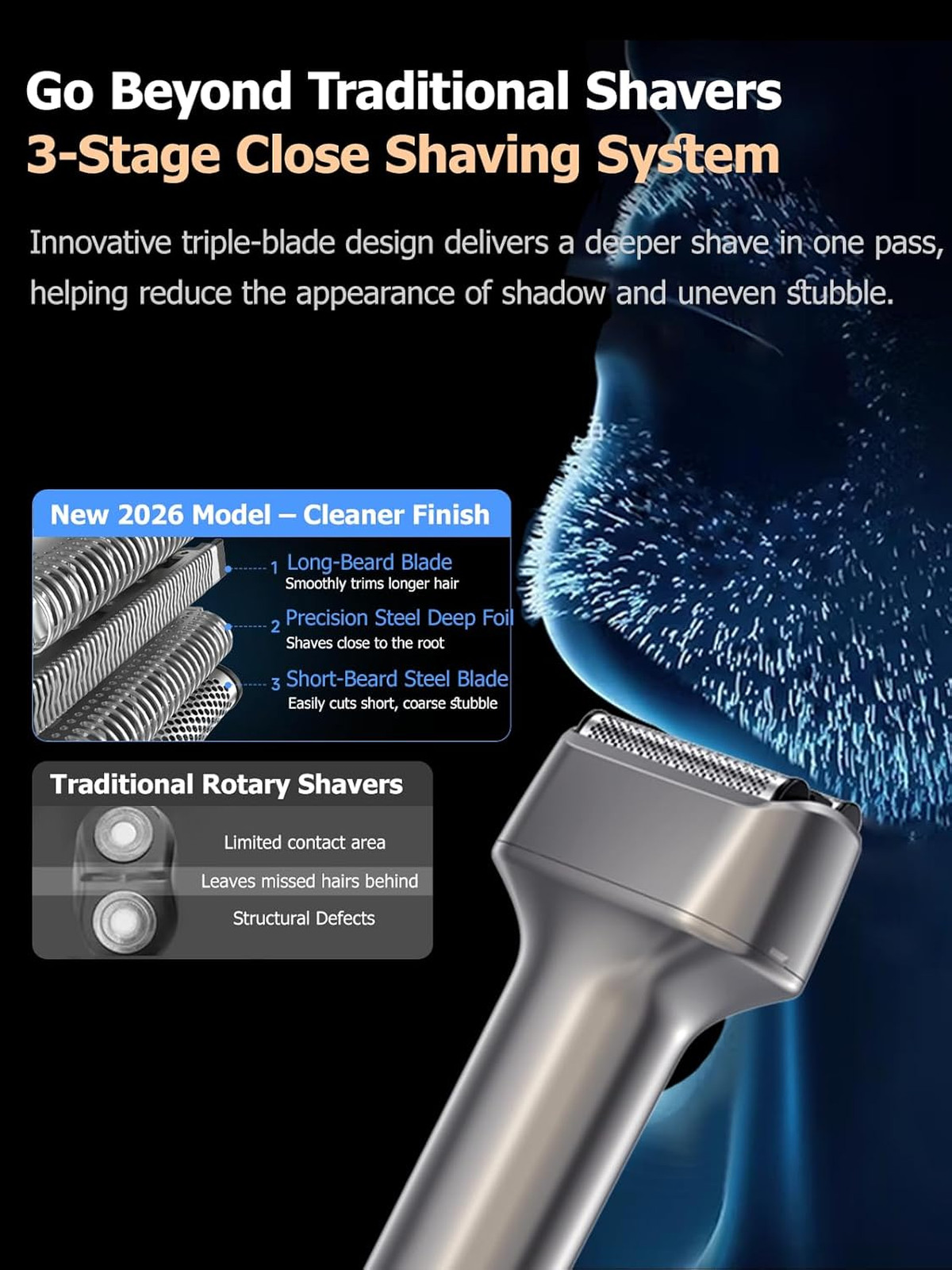 Electric Foil Shaver Men Mini Face Beard Razor Small Portable Compact