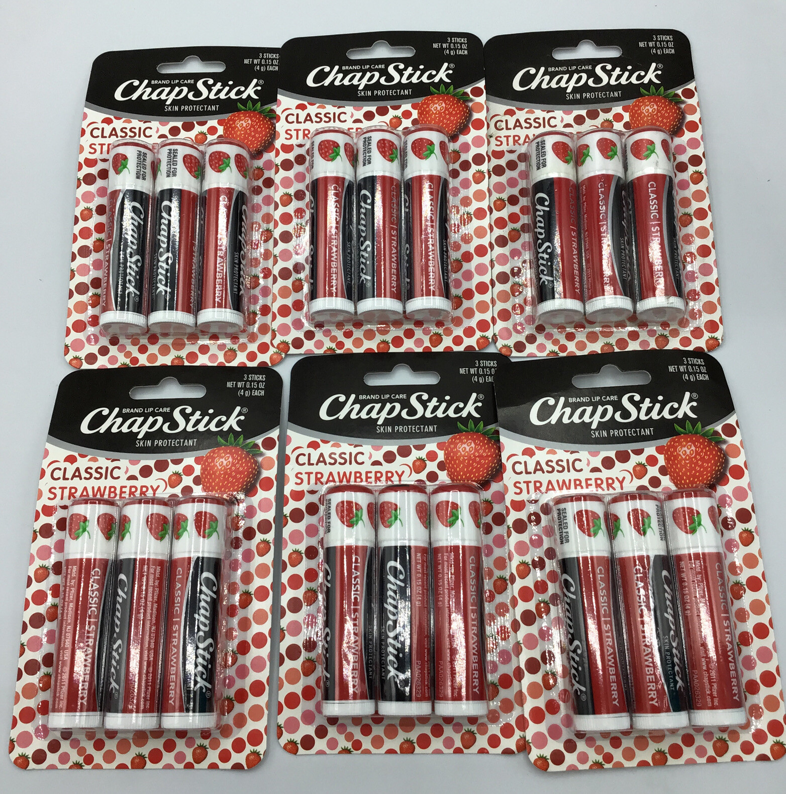 Lot Of 18 (6×3) Chapstick Strawberry Lip Balm 0.15 oz 01/19 Date