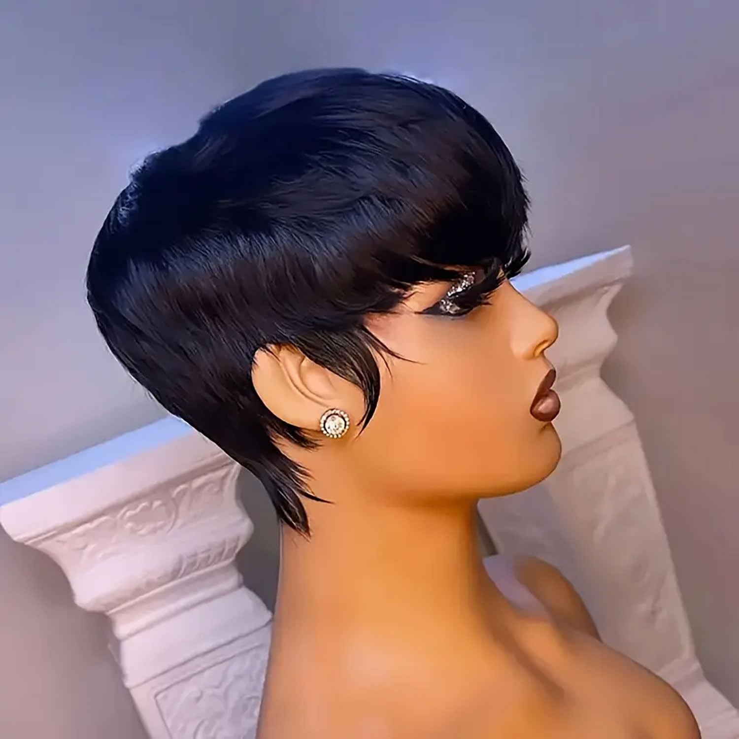 Glueless Pixie Cut Human Hair Wig for Black Women Color F015