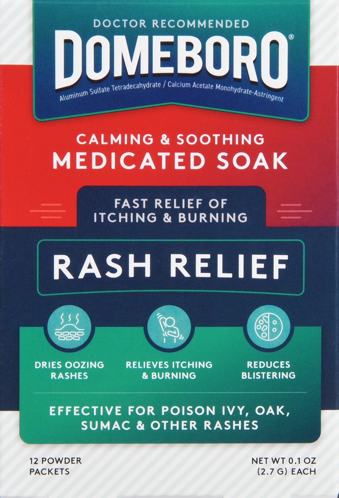 Domeboro Calming & Soothing Medicated Soak Rash Relief Astringent (12 Powder PT)