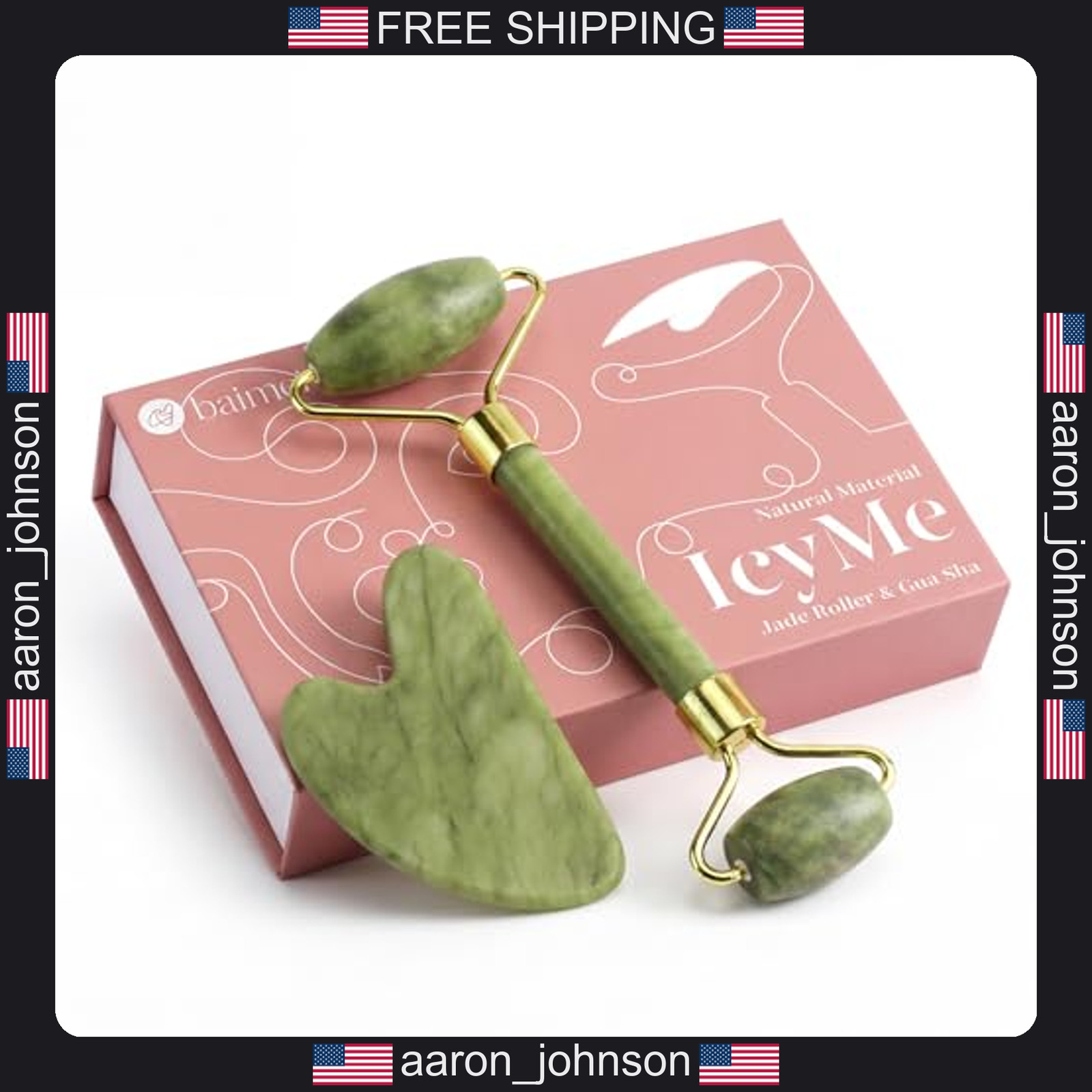 Baimei IcyMe Jade Face Roller Gua Sha Skin Care Tools for Face Eyes Neck Green
