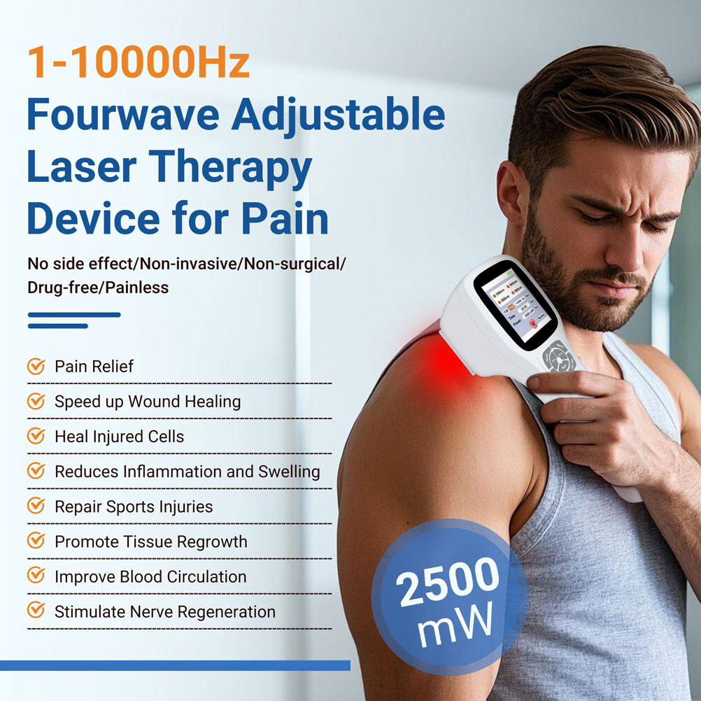 Handheld FourWave Cold Laser Equipment Touch Control Red Light Therapy Device
