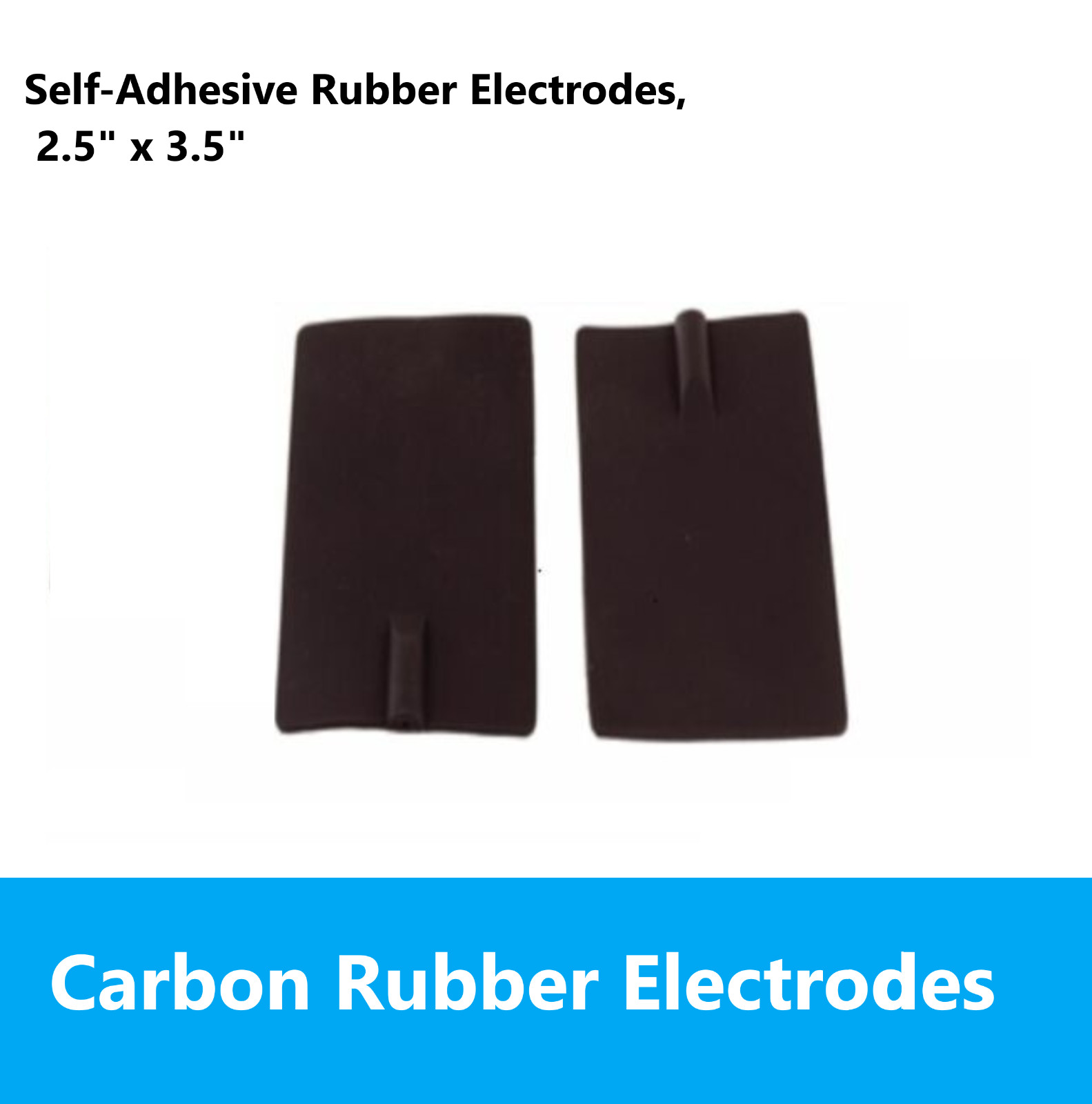 SELF- ADHESIVE ELECTRODE RUBBER CARBON RE-USABLE, BLACK 2.5″ x 3.5″ Rectangle