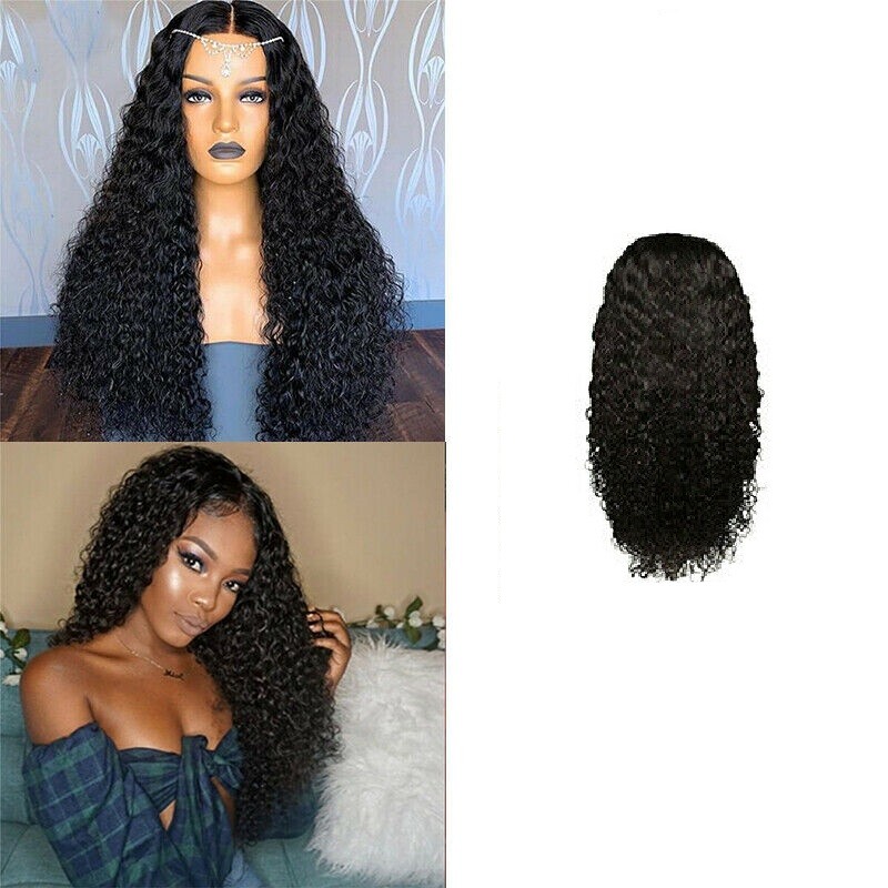 18″ Human Hair Lace Front Wig Womens Brazilian Human Long Curly Wavy Hair Wigs