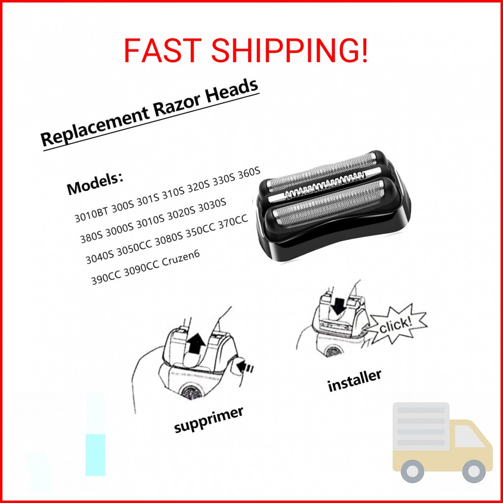 21B Replacement Head Compatible With Braun Series 3, 21B Wet and Dry Replacement