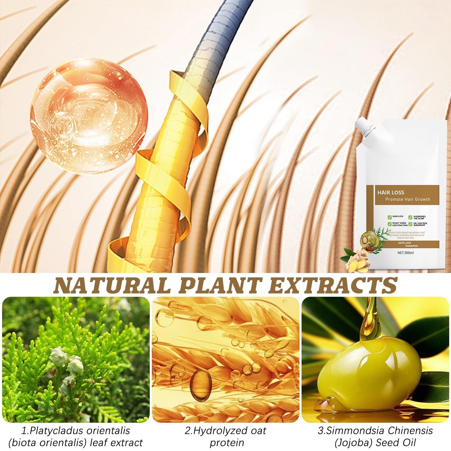 300ml Anti Hair Loss Shampoo Hair Growth Plant Extracts All Hair Types