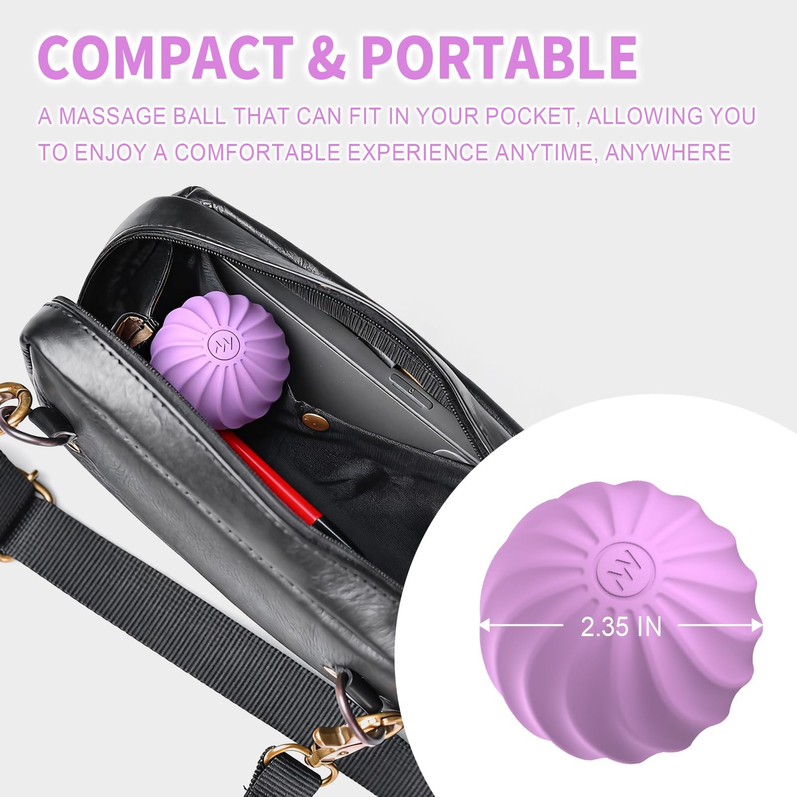 Vooseen 2.3 Mini Vibrating Massage Ball 10-Speed Vibrating Foam Roller Lacrosse