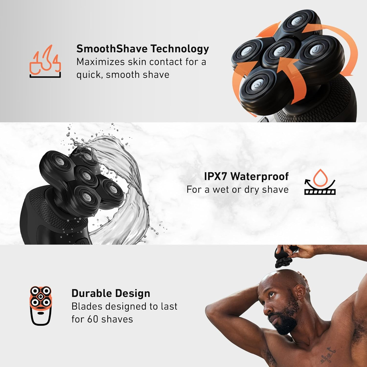 Baldiepro Cordless Bald Head Shavers for Men, Blade Refill 2.0 – Waterproof Head