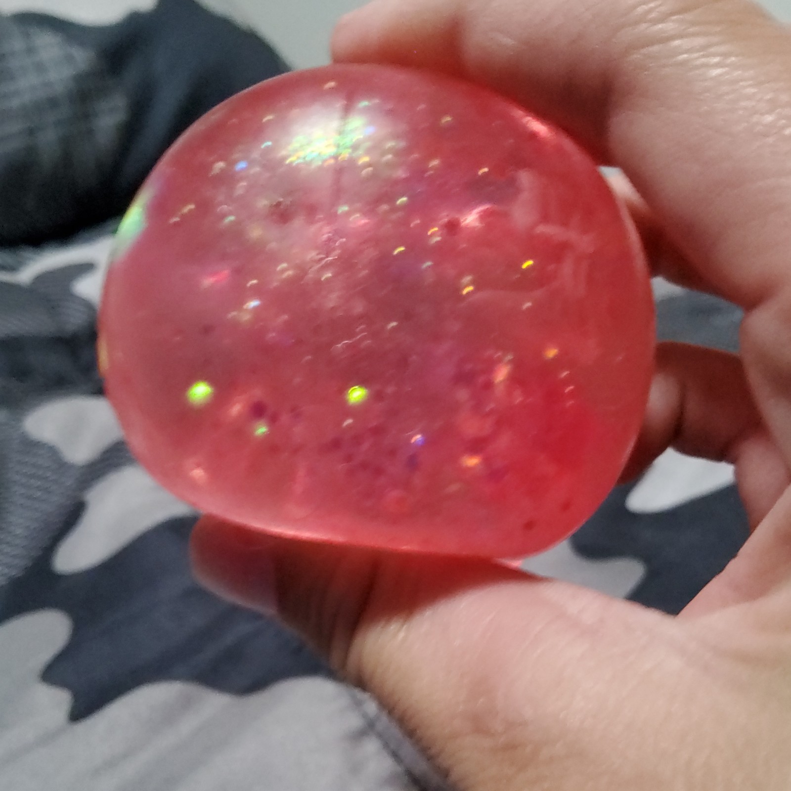 Red Light-Up Gel Squeeze Ball Stress Reliever, Battery Powered, 3 in