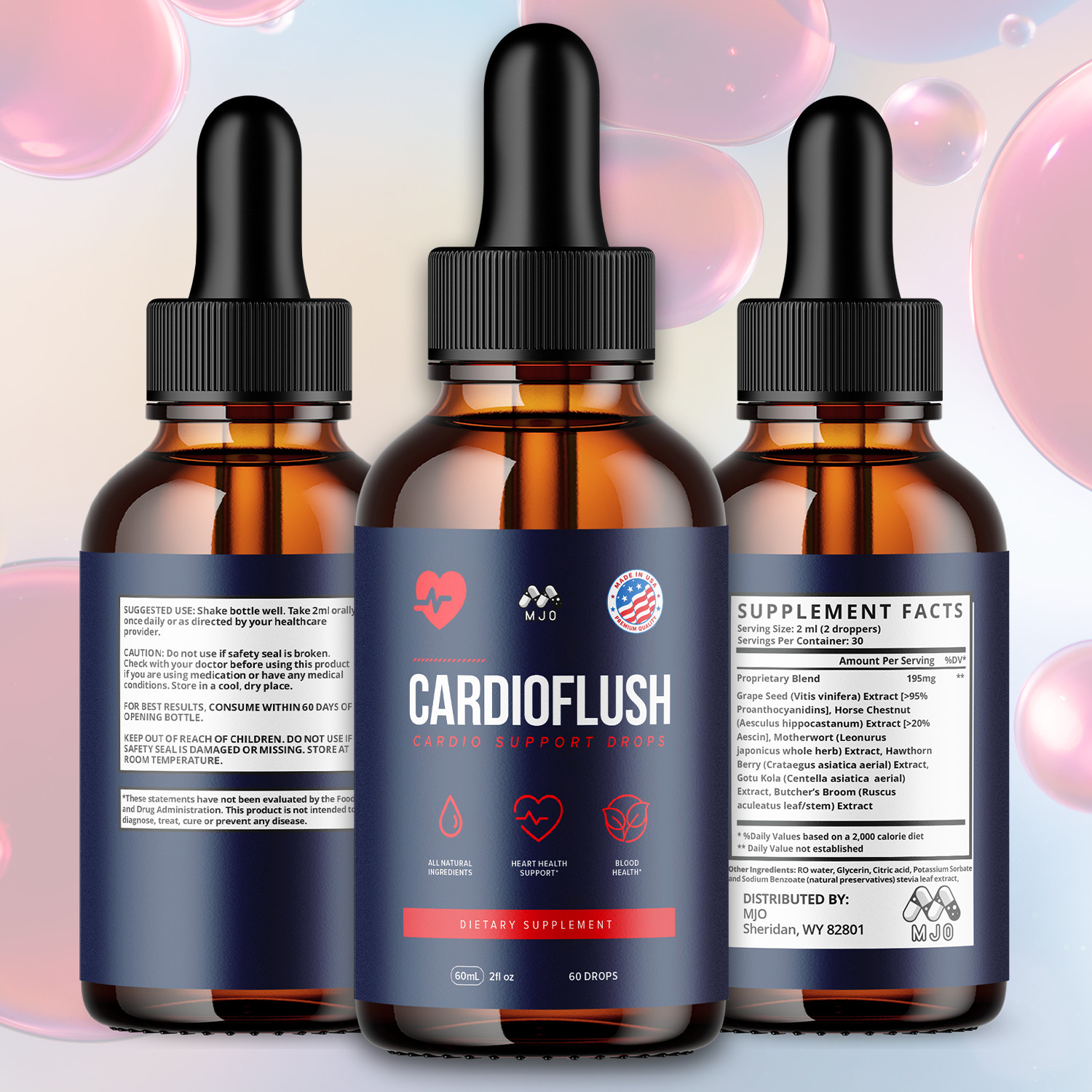 (5 Pack) Cardioflush Drop Blood Support Vitamin Supplement Cardio flush 150 Serv