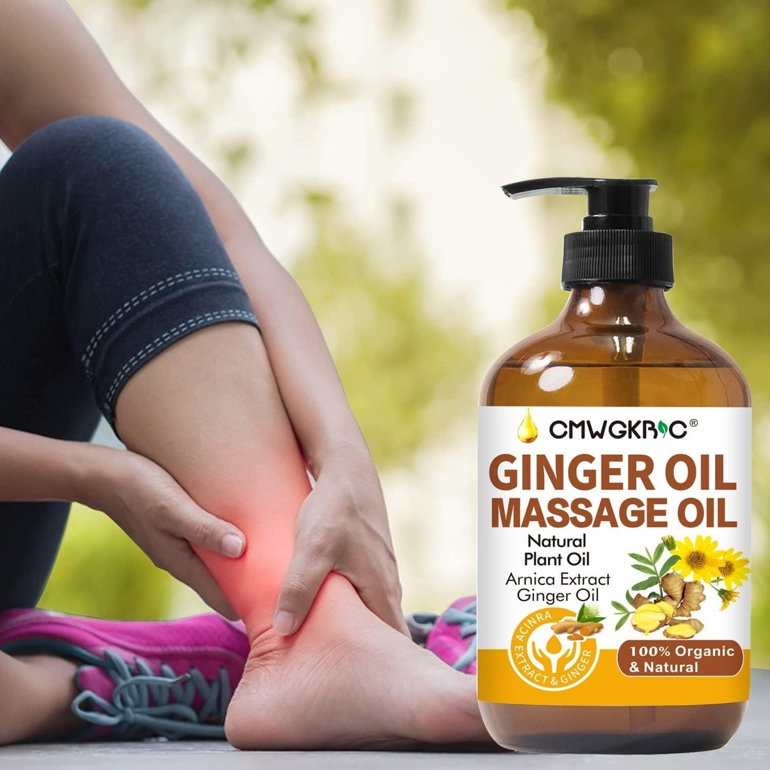 Ginger Oil,Ginger Massage Oil for Lymphatic Drainage,Natural Body Oil for Skin,A