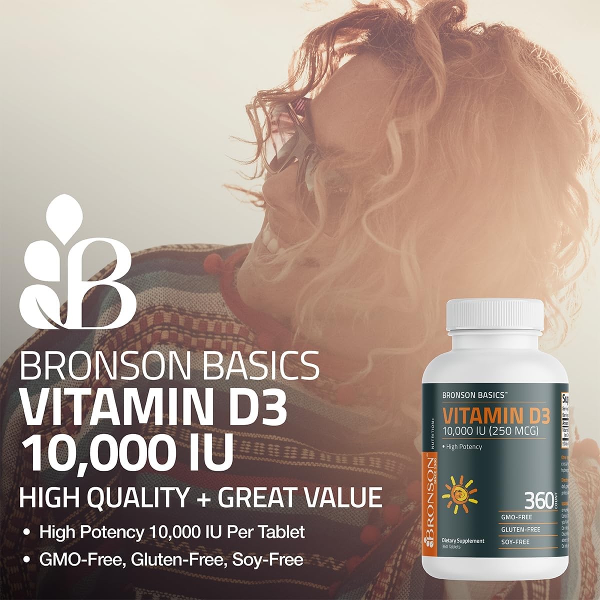 Vitamin D3 10000 IU 250mcg 360 Tablets 1 Year Supply Immune Support Non-GMO…