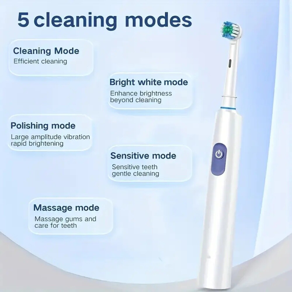 Pro Rotating Electric Toothbrush Rechargeable With 4 Brush Heads 5 Modes Timer