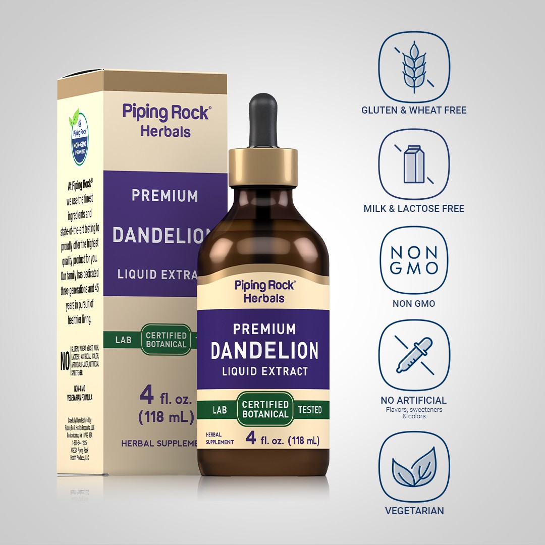 Dandelion Root Extract | 4 fl oz | Liquid Drops | Alcohol Free | by Piping Rock