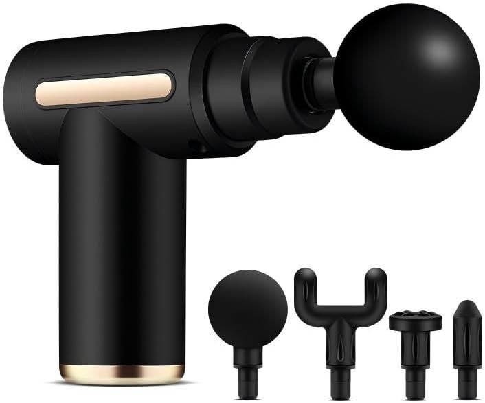 Handheld Massage Gun, 6 Speed Settings, 4 Massage Head Attachments (Black)
