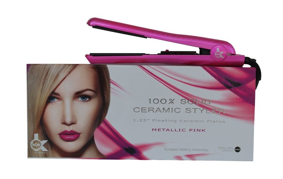 HSK #60 METALIC PINK CERAMIC HAIR STYLER 1.25″ HAIR IRON STRAIGHTENER #2