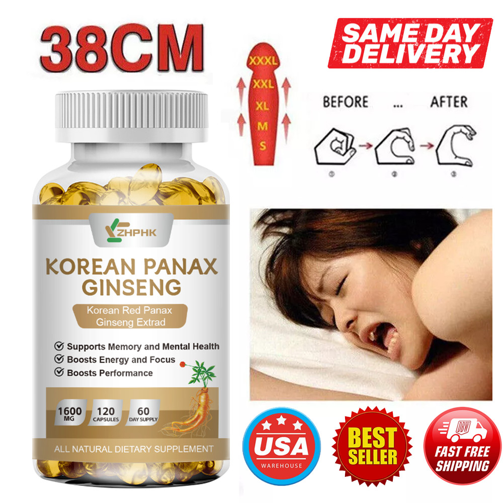 Korean Panax Ginseng 1600mg 120 Capsules – Extra Strength NON-GMO & Gluten-Free