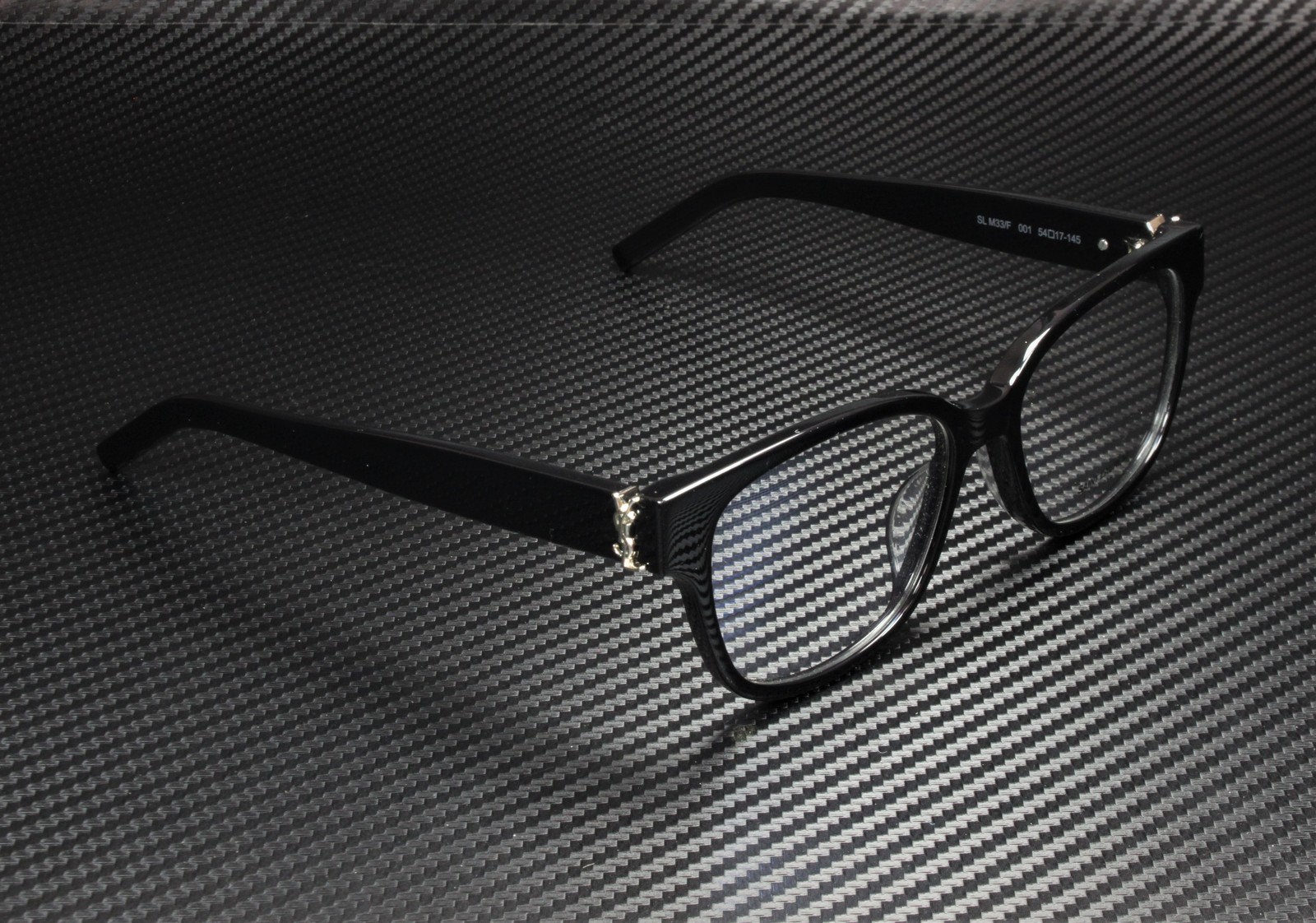 SAINT LAURENT YSL M33 F 001 Square Black Silver Demo Lens 54m Women’s Eyeglasses