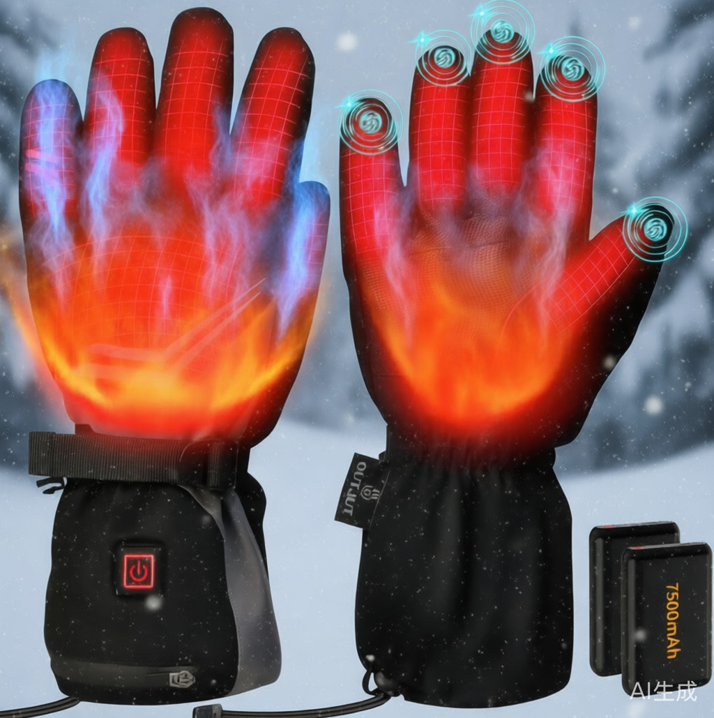 Rechargeable Heated Gloves 7500mAh Heated Ski Gloves Waterproof 3 Heating Levels