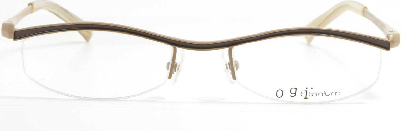 OGI 5409 1111 Brown / Tan Titanium Eyeglasses Glasses Frame 51-19-140 Japan NEW