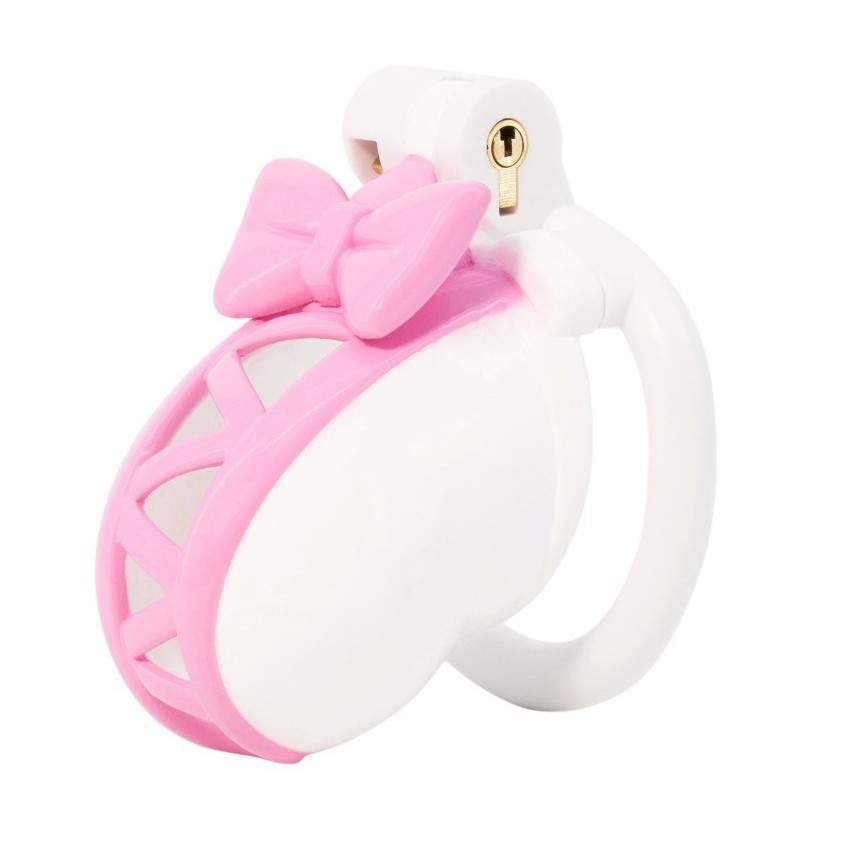Cute Bow Tie ABS Plastic Male Chastity Device Bondage Chastity Cage CB Lock Men