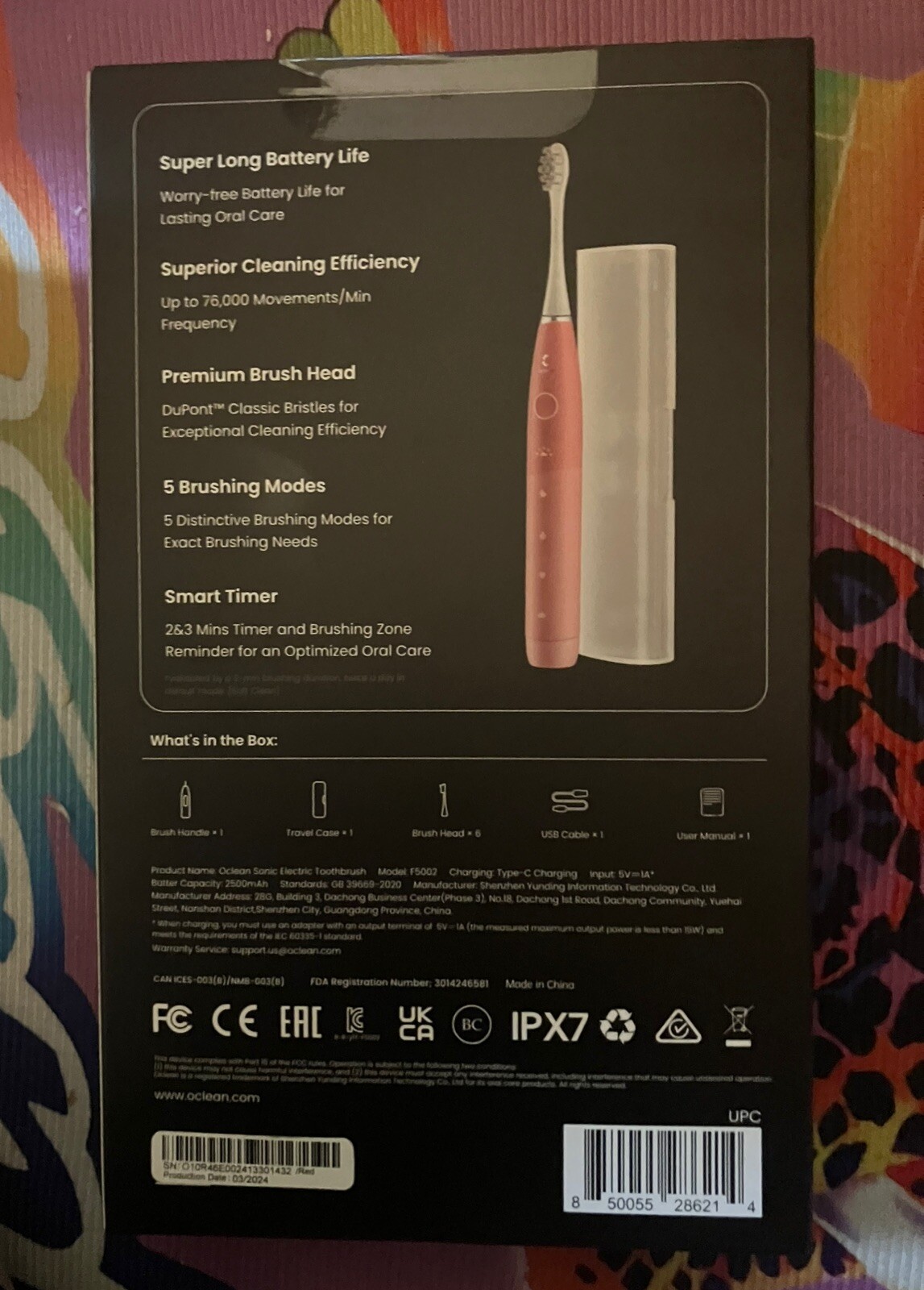 New sealed Oclean Spark Sonic Electric Toothbrush 5 Modes & 6 Brush Heads