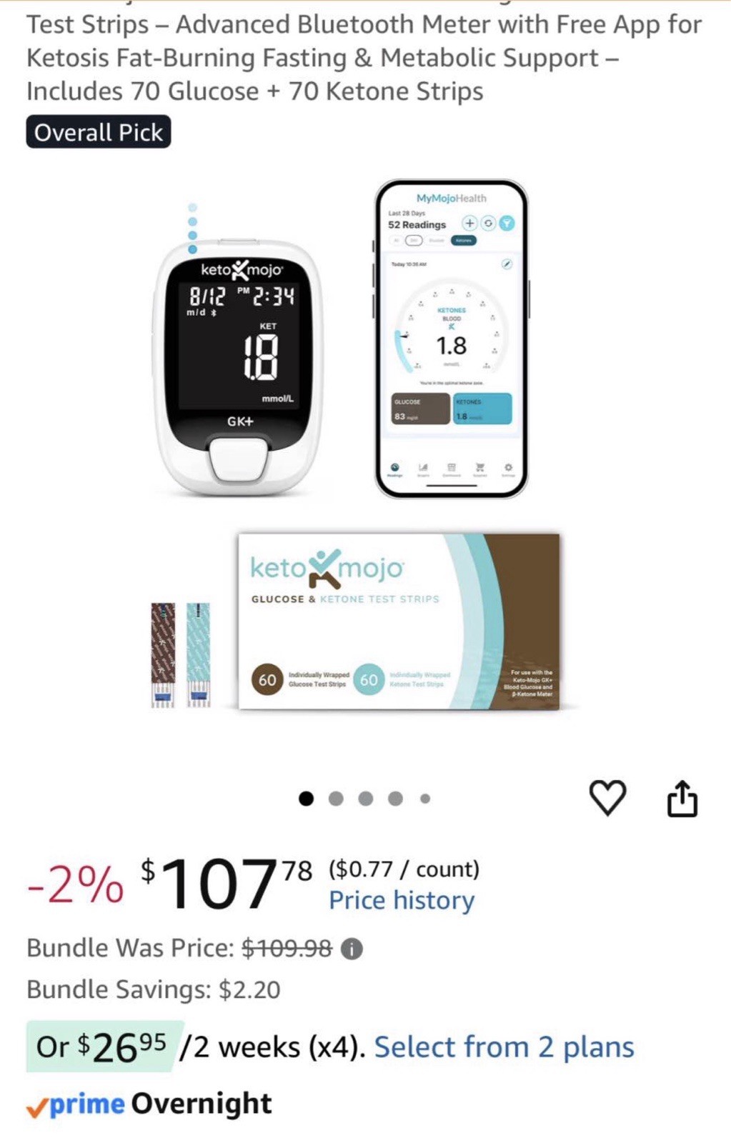 Keto-Mojo GK+ Blood Glucose & Ketone Meter Kit (Read Description)