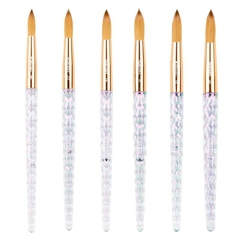 Kiara Sky Acrylic Nail Brush 100% Kolinsky – Size #8 to #20 Clear/ Pink/ Black