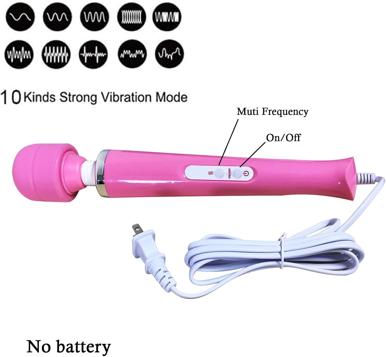 Handheld Electric Body Massager Wand Plug-in Corded Deep Tissue Full Body Pink