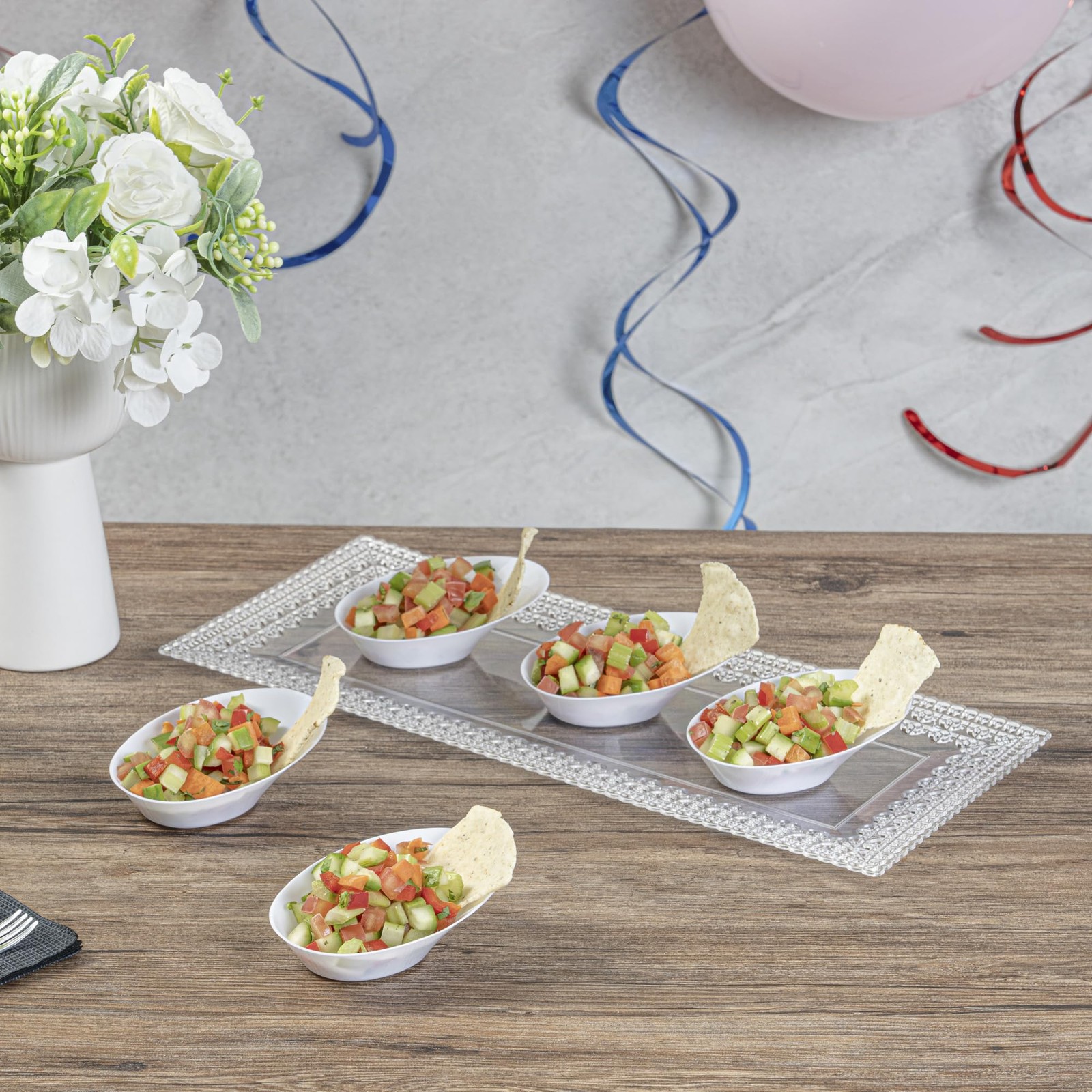 Restaurantware Oval White Plastic Ellipse Dish – 4 X 3 X 1 1/4 – 50 Count
