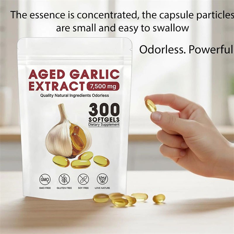 Aged Quality Garlic Extract, 300 Softgels, 7500mg Odorless | Heart & Immune