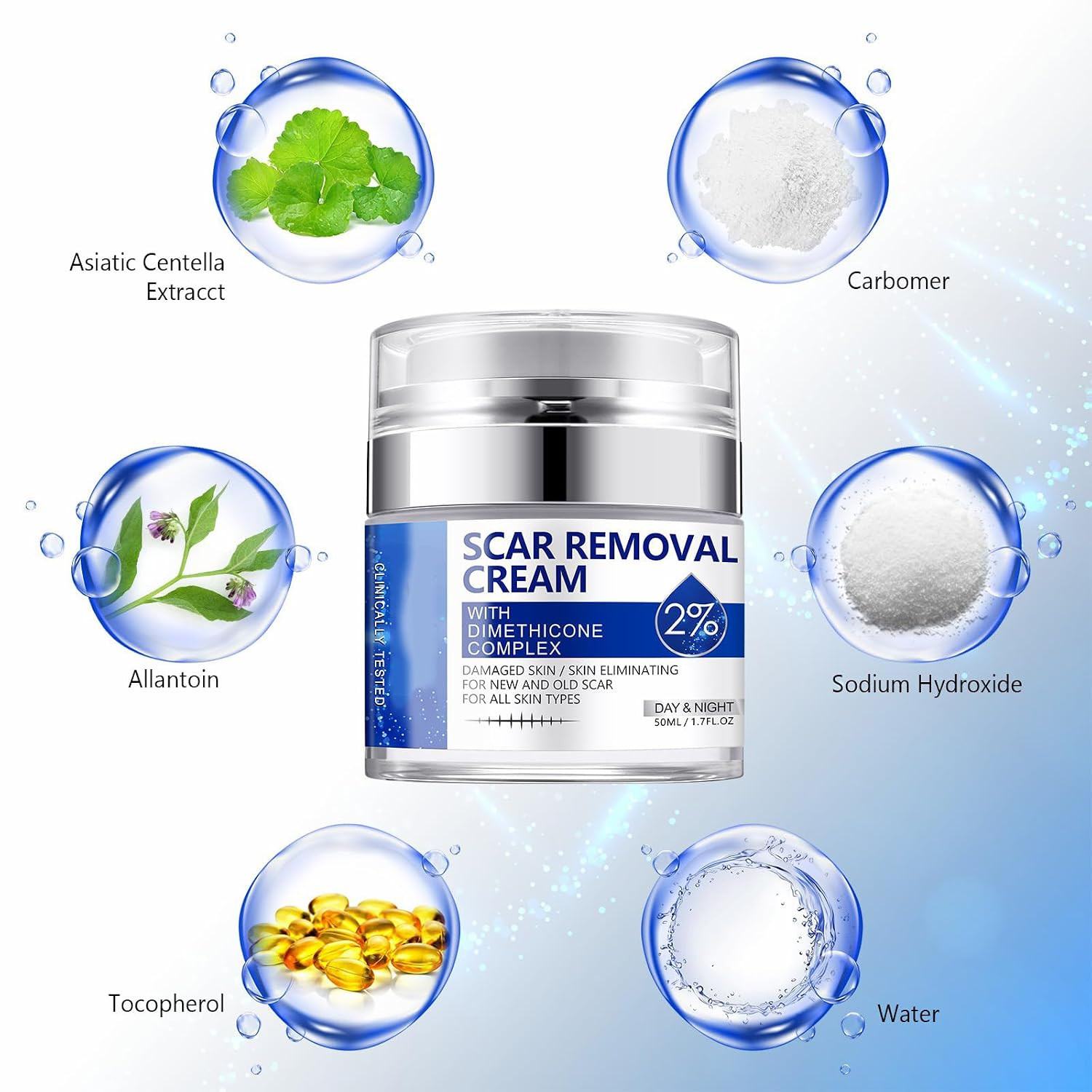 Scar Cream, Scar Removal Cream – Advanced Scar Cream for Surgical Scars, Acne Sc
