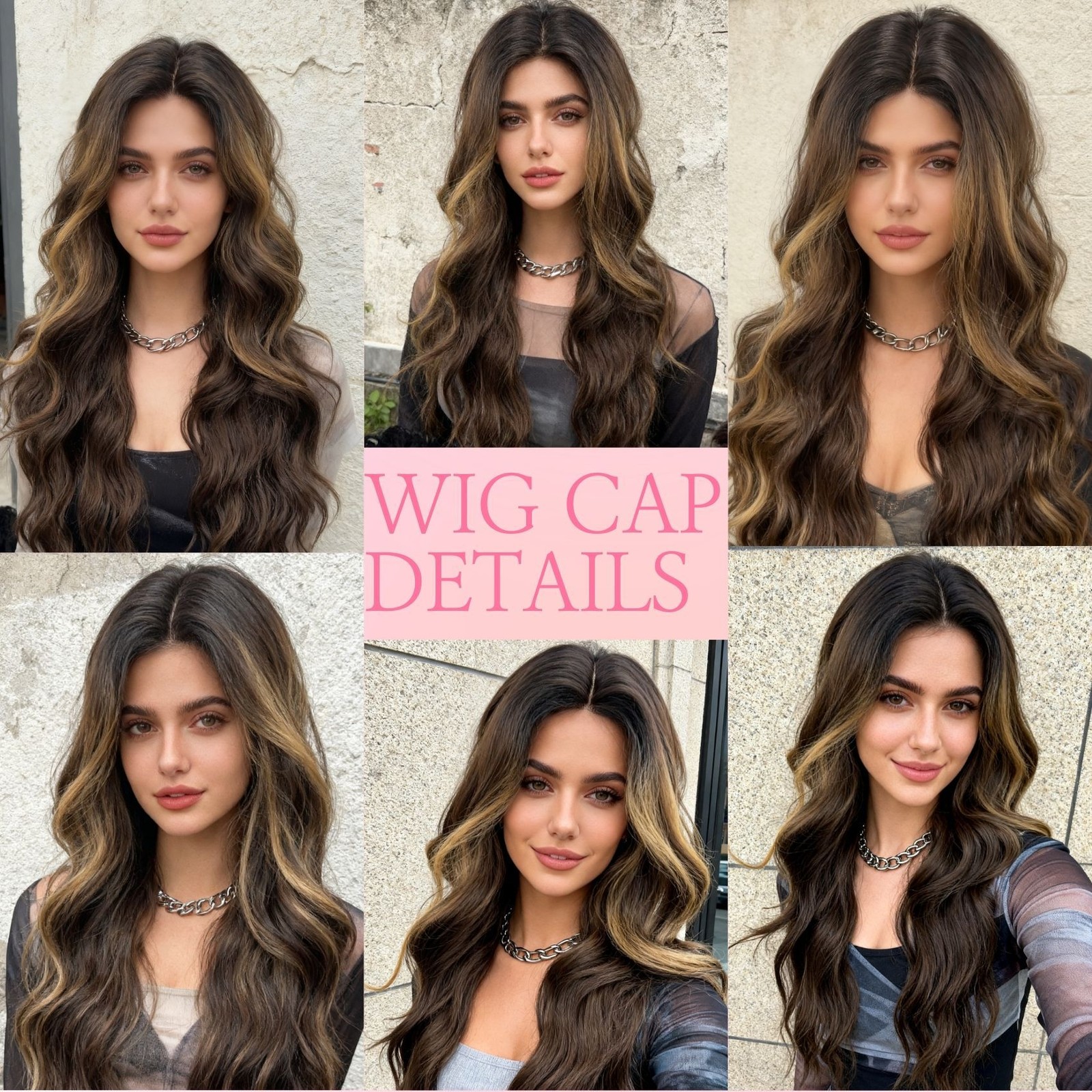 Middle Part Brown Ombre Water Wave Long Curly Wig with Small Lace Pre Plucked