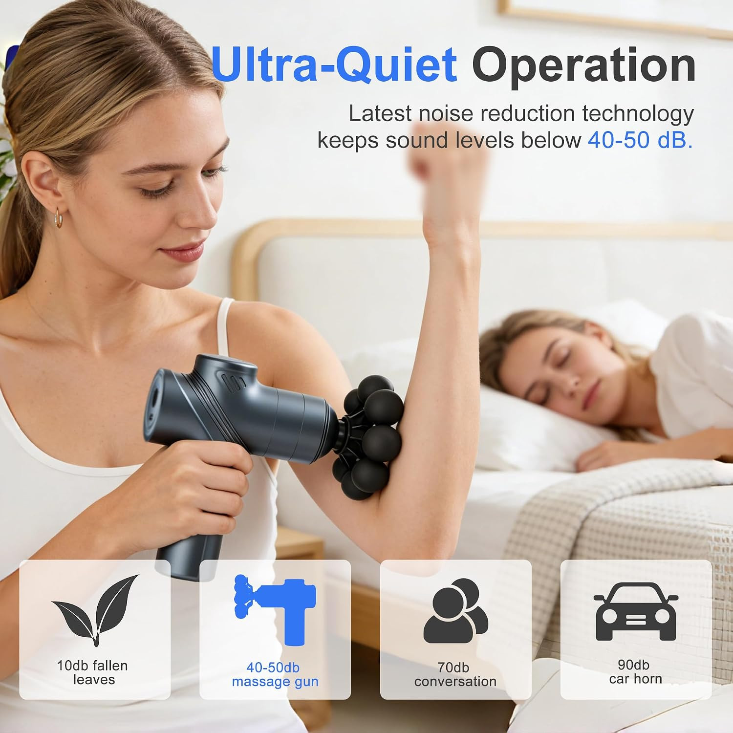 Deep Tissue Massage Gun, Silent Mini Muscle Massager with 9 Heads (Blue)