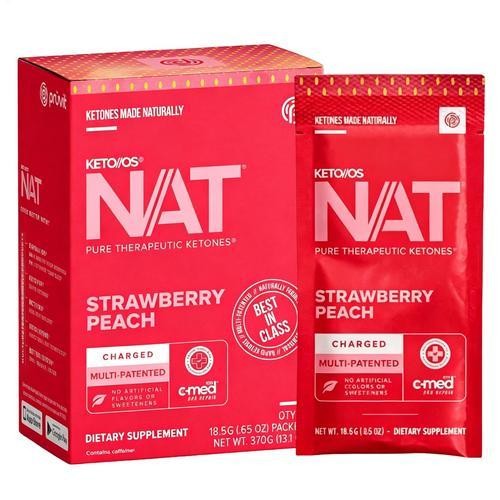 PRUVIT Ketone Drink Keto Nat STRAWBERRY PEACH Charged 20 Pack