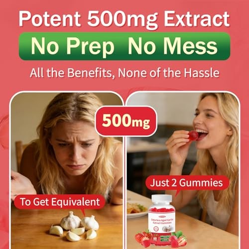 Odorless Aged Garlic Extract Gummies,Organic 2-Year Garlic Supplement for
