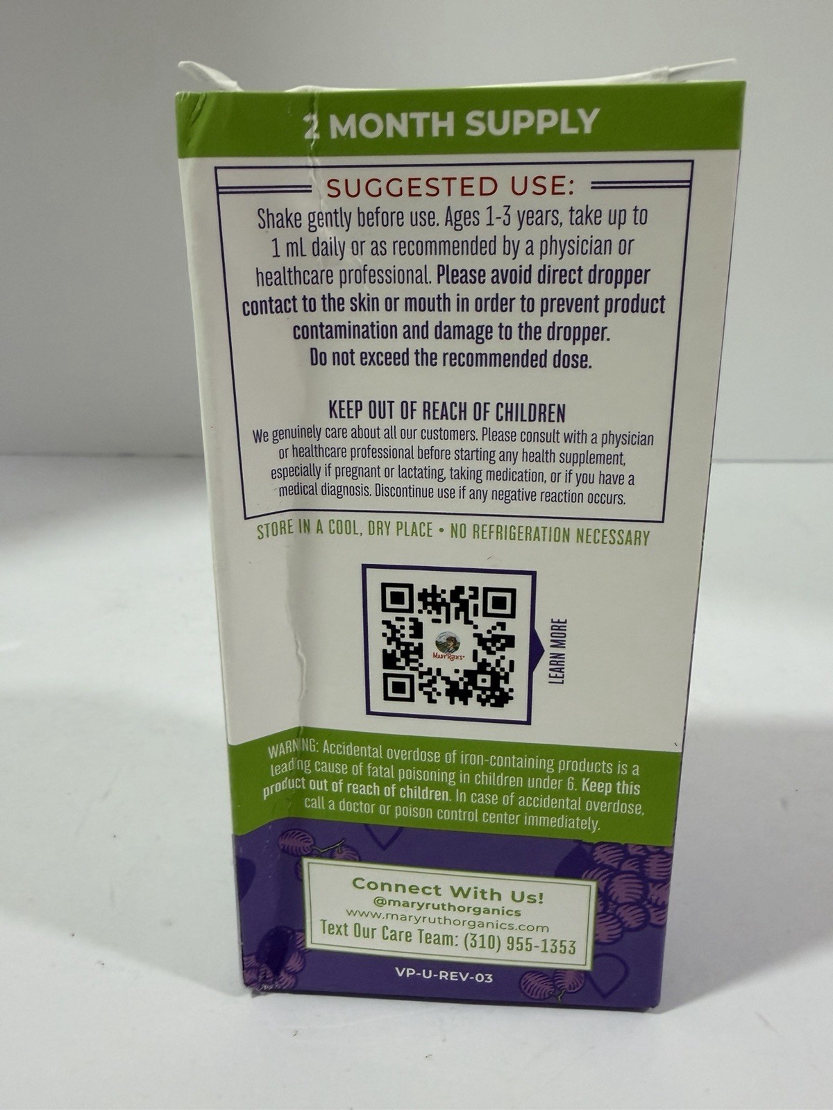 Toddler Iron Organic Liquid Drops 1-3 Years Grape 3.5 mg 2 fl oz/60 ml BB:11/26
