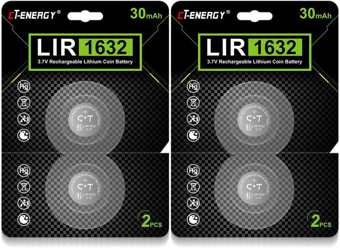 Rechargeable 1632 Batteries 4pcs for Tile Tracker 3.7V Lir1632 Battery Replaceme