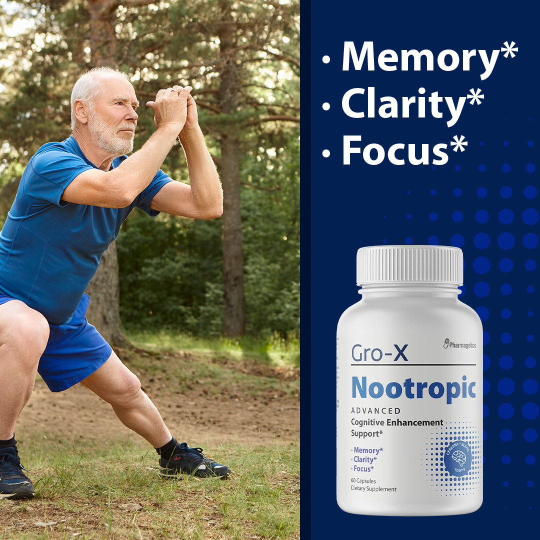Gro-X Nootropic Cognitive Enhancement Support 3 Bottles 180 Capsules