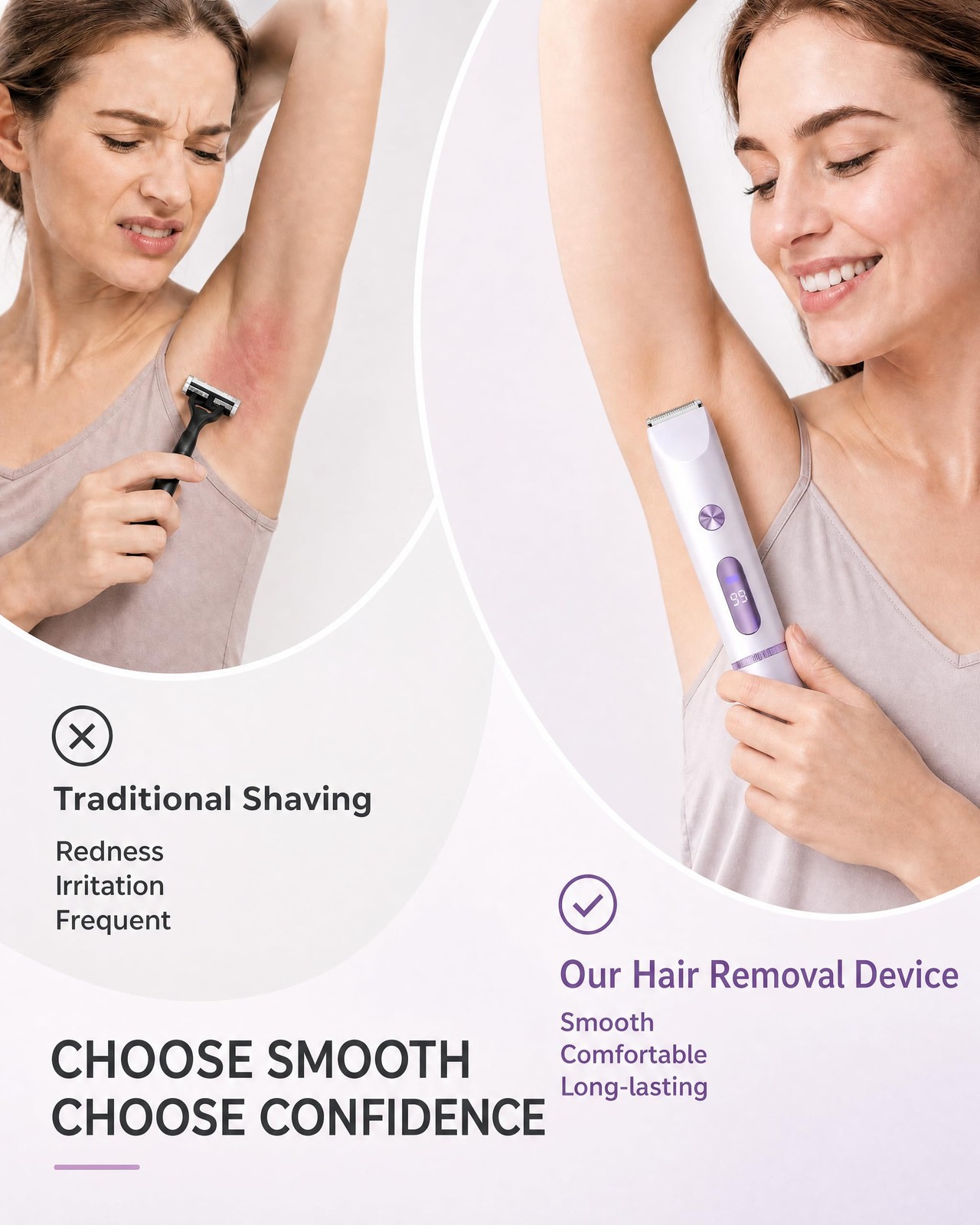 AiooTisu 2-in-1 Bikini Trimmer for Women – USB-C Fast Charging, 90-Min Purple