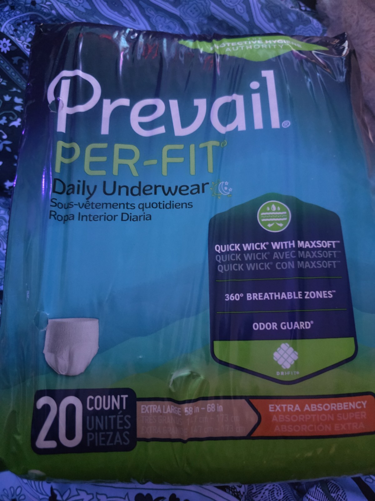 20ct Prevail Per-Fit Daily Protective Underwear Unisex Diaper XL 44-58″ Waist