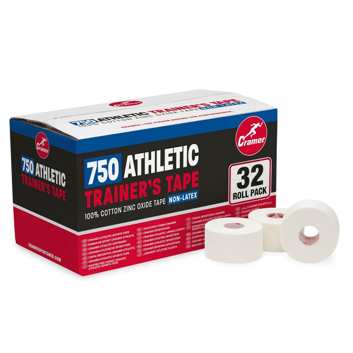 Cramer Team Color Athletic Tape, White, Latex-Free, 1.5″ X 15Yds, 32 Roll Bulk C