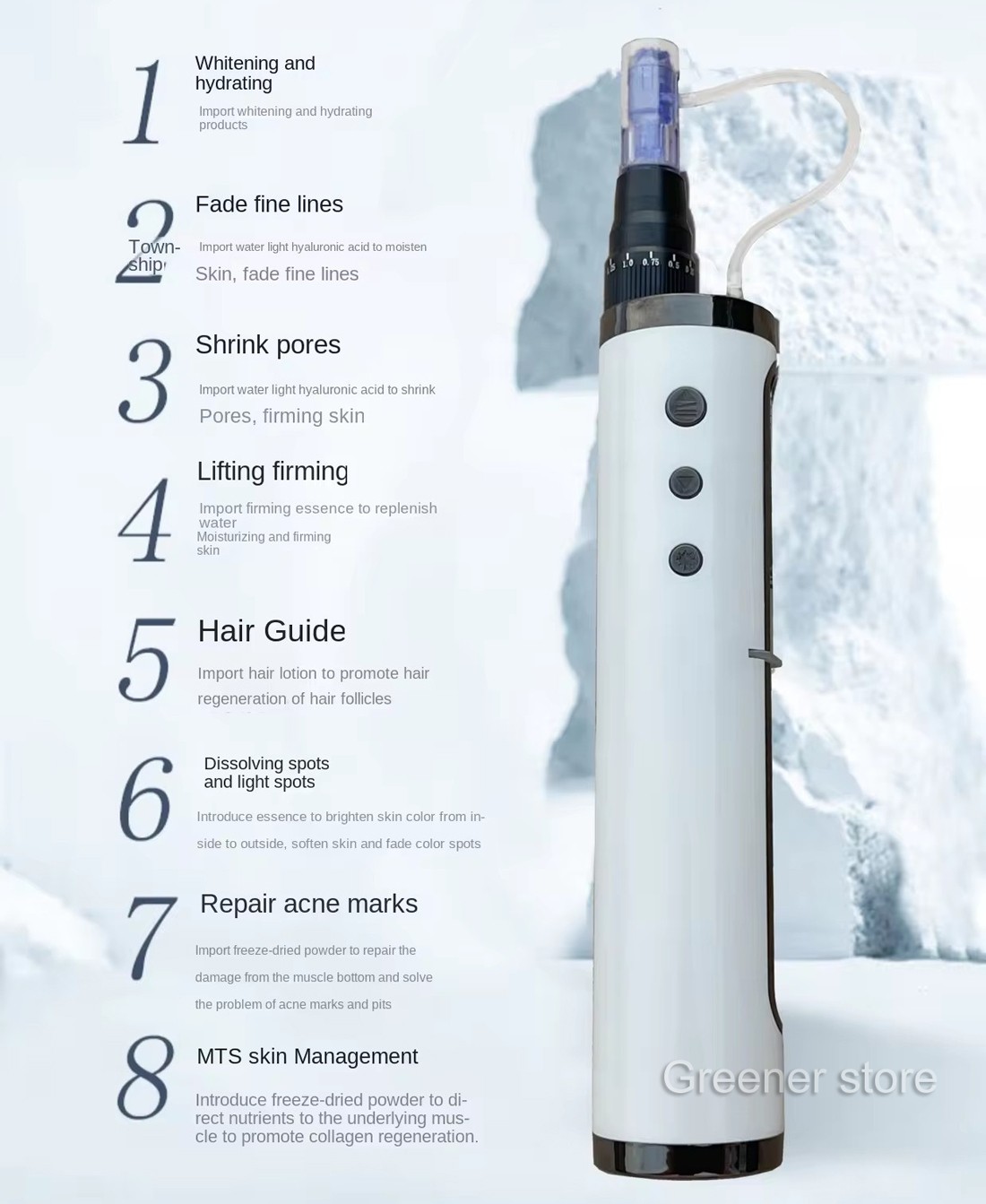 Micro Pen Mesotherapy & 10Pcs 12Pins Replacement Needle Cartridges Tip Face Care