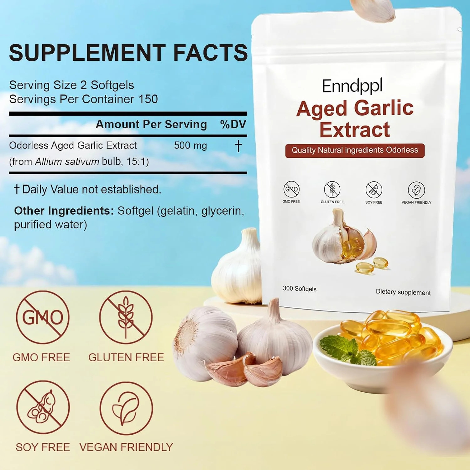 Aged Garlic Extract, Odorless Garlic Supplements, Heart & Immune Antioxidant