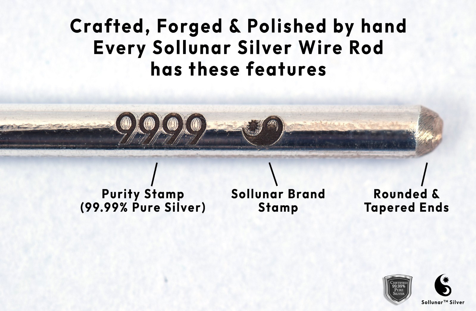 .9999 Fine Silver Colloidal Electrode Rods – 10-gauge diameter, 6 Inch length