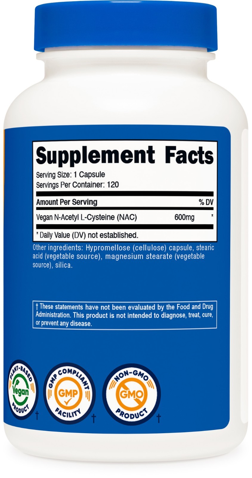 Nutricost N-Acetyl L-Cysteine (NAC) 600mg, 120 Vegan Capsules – Non-GMO
