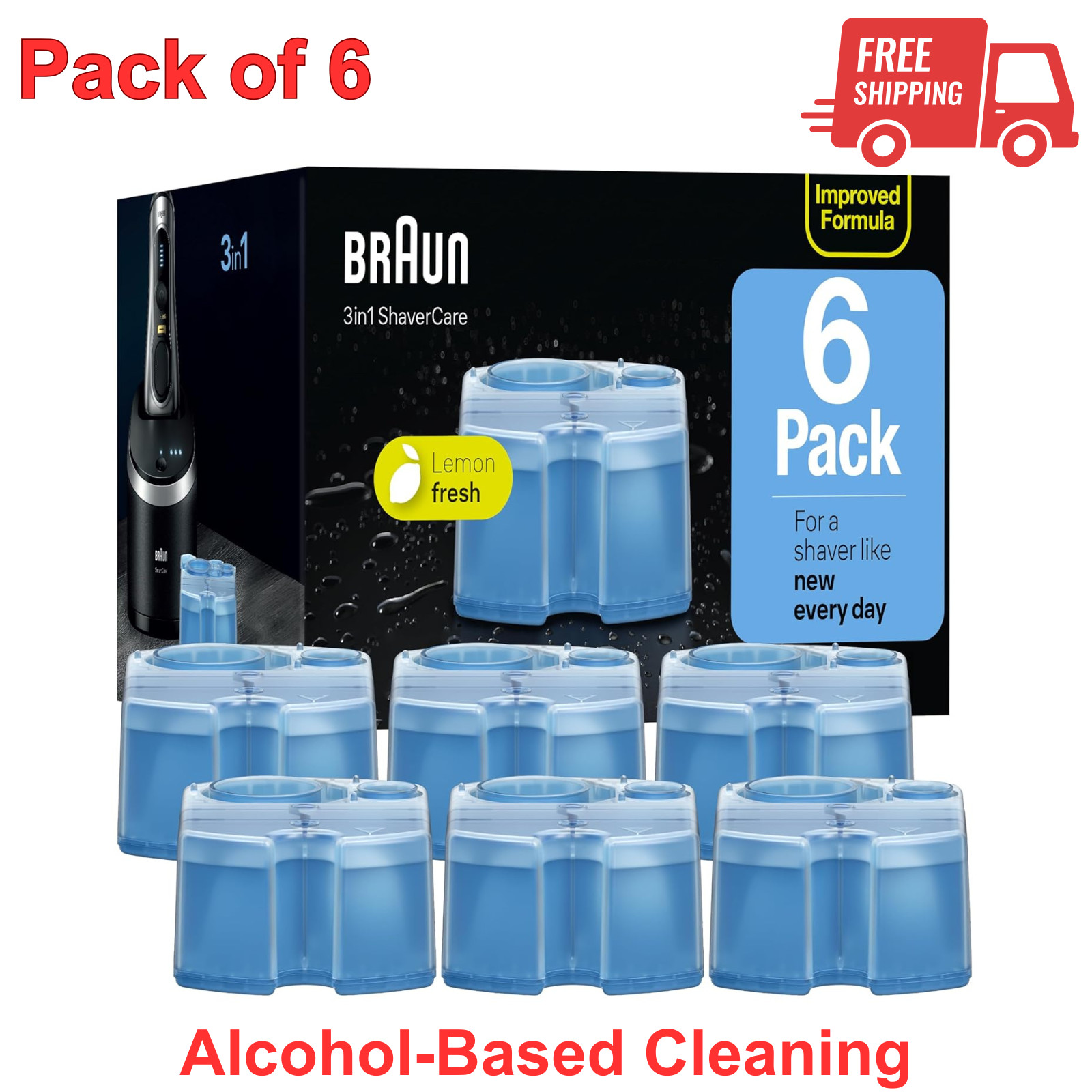 Braun Clean & Renew Refill Cartridges CCR, Replacement Shaver Cleaner Solution