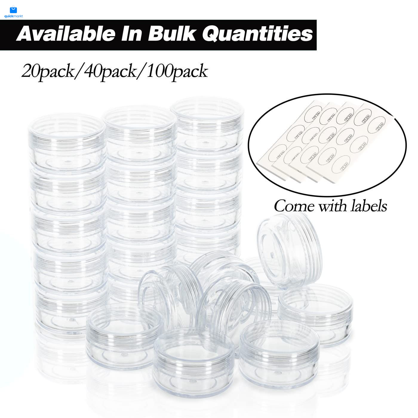 10 Gram Sample Containers, 20 Count Clear, [Other colors not specified]